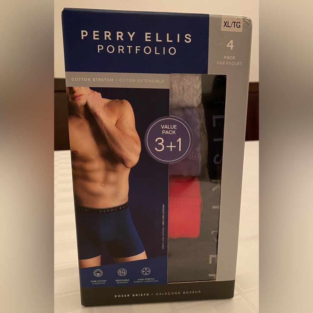 Perry Ellis 4-Pack of Portfolio Cotton Stretch Boxer Briefs